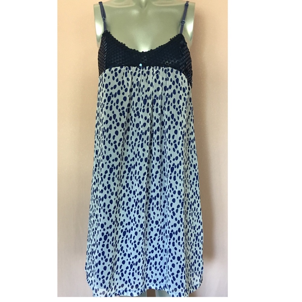 White & Blue Chiffon Summer Dress